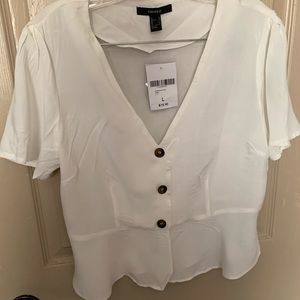 Deep v button peplum top.